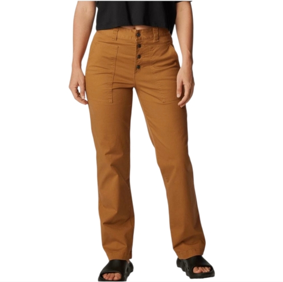Columbia Womens Camel Brown High Rise Button Fly Holly Hideaway Cotton Pant 18 - Picture 1 of 9